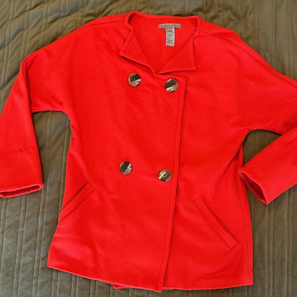 Sharon Young Vibrant Red Pea Coat